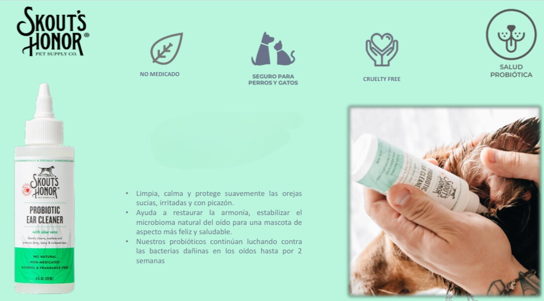 Limpiador Probiótico de Oídos Skout's Honor – Cuidado avanzado para tu mascota - Imagen 2